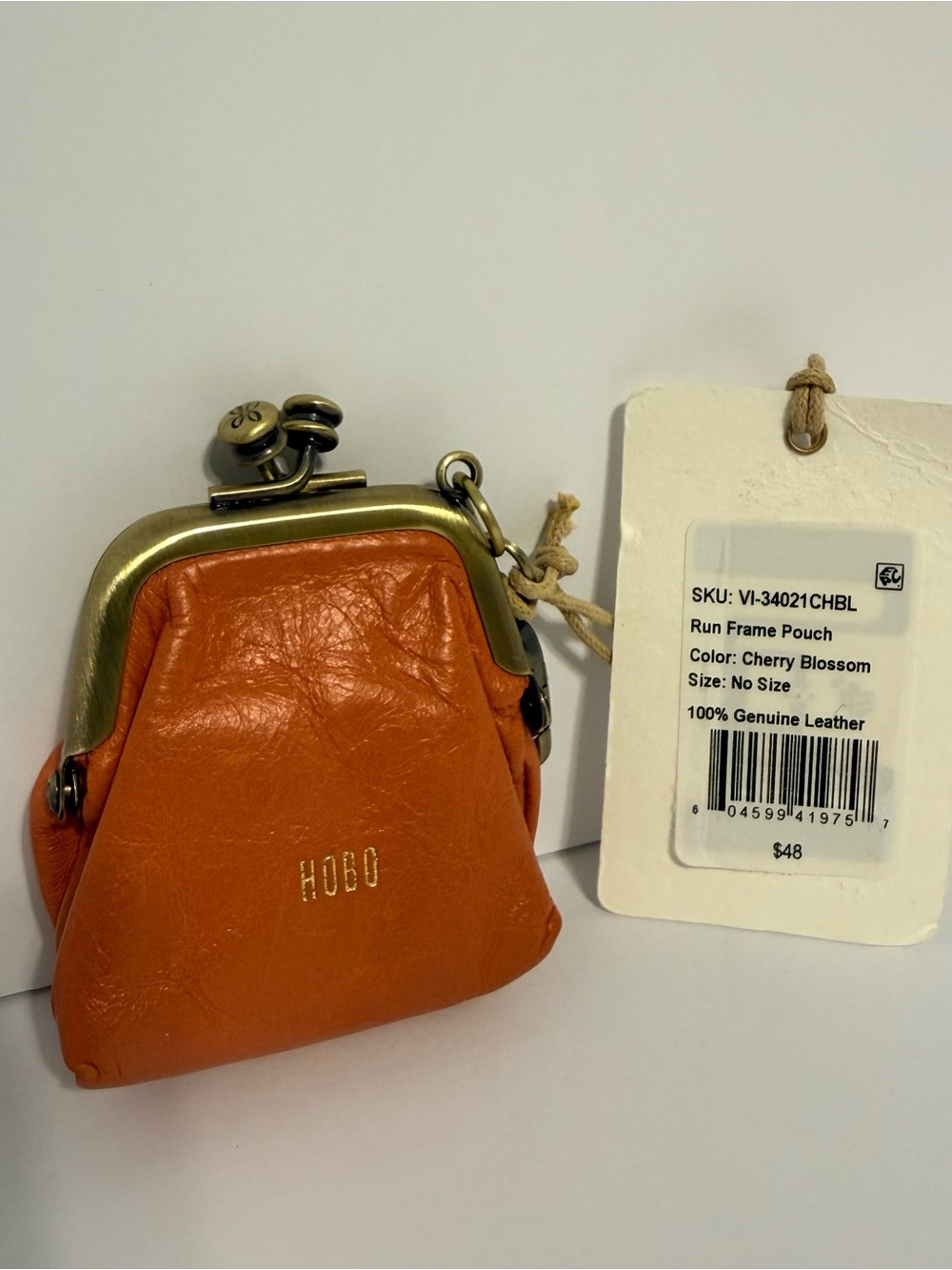 NWT HOBO Run Frame Pouch Cherry Blossom Leather Coin Purse - Picture 5 of 7
